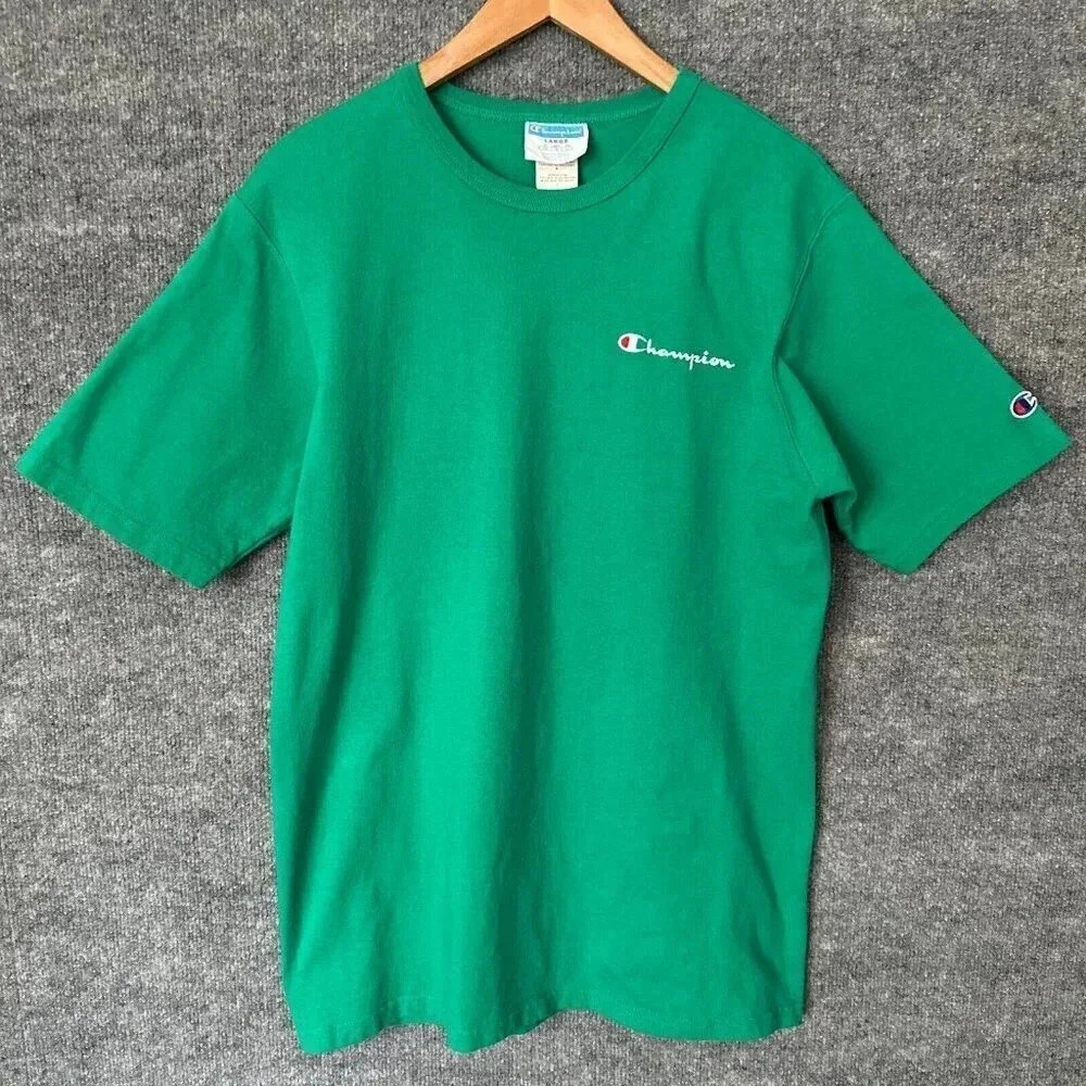 Champion Shirt Mens M / L Green Faded Embroidered Logo Casual Basic Summer‎ Tee
